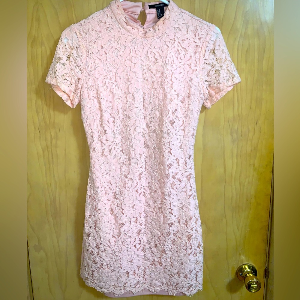 Used. Forever21. Open-Back Dress. Size Medium. Color Light/Pastel Pink.